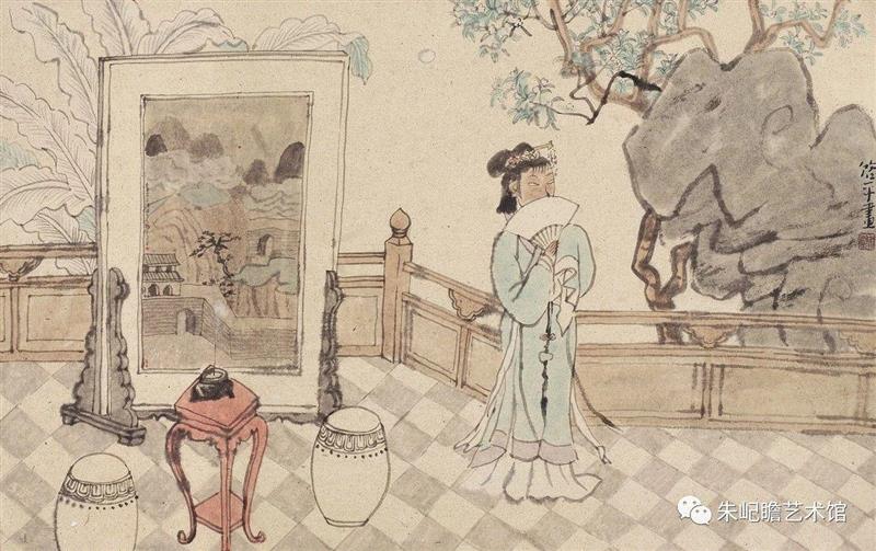 余启平 良辰美景奈何天 50×80 2018,开幕啦！海上有戏——戏曲人物画名家邀请展,戏曲,人物画,名家,邀请展,朱屺瞻艺术馆,戏画,虹口,研究会,关良,人物