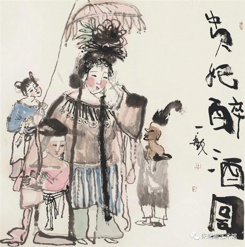 一舨 贵妃醉酒 62×62 2018,开幕啦！海上有戏——戏曲人物画名家邀请展,戏曲,人物画,名家,邀请展,朱屺瞻艺术馆,戏画,虹口,研究会,关良,人物