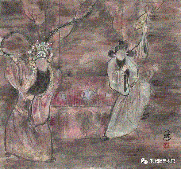 刘一鹏 戏曲人物一 65×61 2018,开幕啦！海上有戏——戏曲人物画名家邀请展,戏曲,人物画,名家,邀请展,朱屺瞻艺术馆,戏画,虹口,研究会,关良,人物