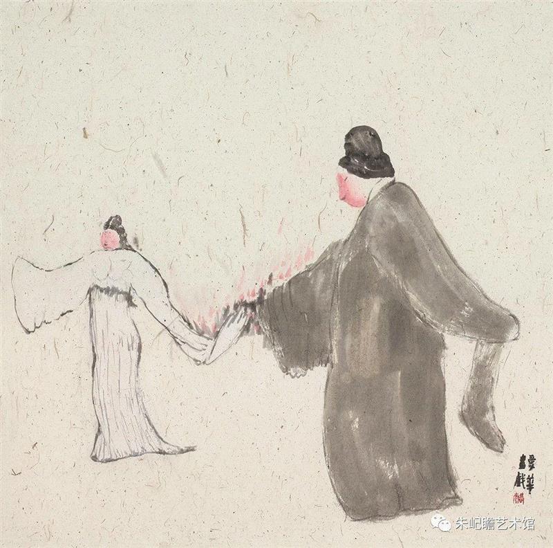 赵爱华 戏人之一 59×60 2018,开幕啦！海上有戏——戏曲人物画名家邀请展,戏曲,人物画,名家,邀请展,朱屺瞻艺术馆,戏画,虹口,研究会,关良,人物