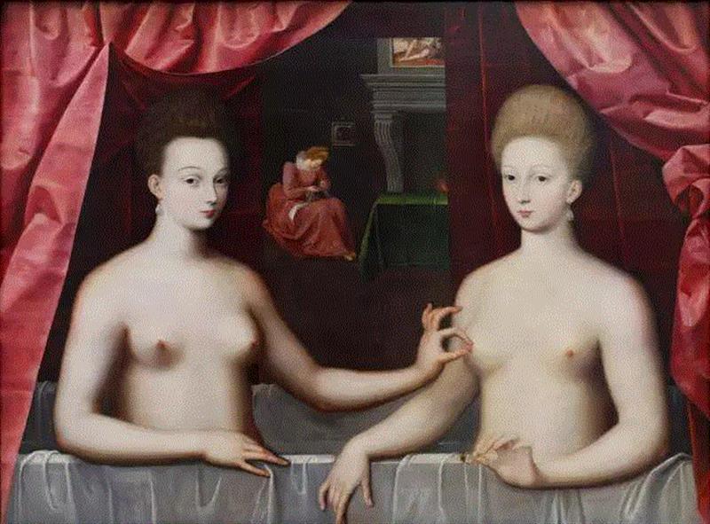 《推断为加百利和她妹妹维拉和公爵夫人的画像》,看透西方名画背后的真相,名画,背后,兰格,拿破仑,男子,小姐,花瓣,婴儿,皇冠,视线
