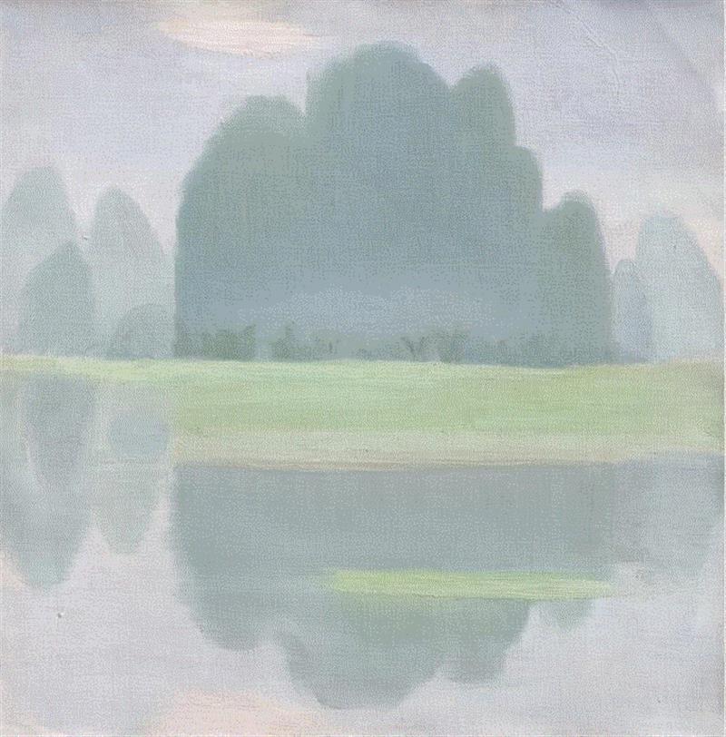 《桂林行之二》，1980年， 纸板油画,呈现鲜活立体的艺术家生涯：与刘鼎谈“厐壔新作展”的展览构架,刘鼎,厐壔新作展,构架,厐壔,新作,杨天歌,导览,材料,分歧,父亲