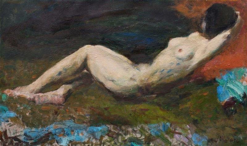 《卧》，1986年， 油画,呈现鲜活立体的艺术家生涯：与刘鼎谈“厐壔新作展”的展览构架,刘鼎,厐壔新作展,构架,厐壔,新作,杨天歌,导览,材料,分歧,父亲