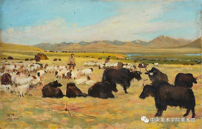 戴泽《西藏当雄》布面油画 75×49  1964,“中央美术学院百年校庆特展：耕耘者——戴泽油画艺术展”即将启幕 | CAFAM展览预告,戴泽,油画,中央美术学院,校庆,耕耘者,艺术展,CAFAM,预告,徐悲鸿,中央美术学院美术馆