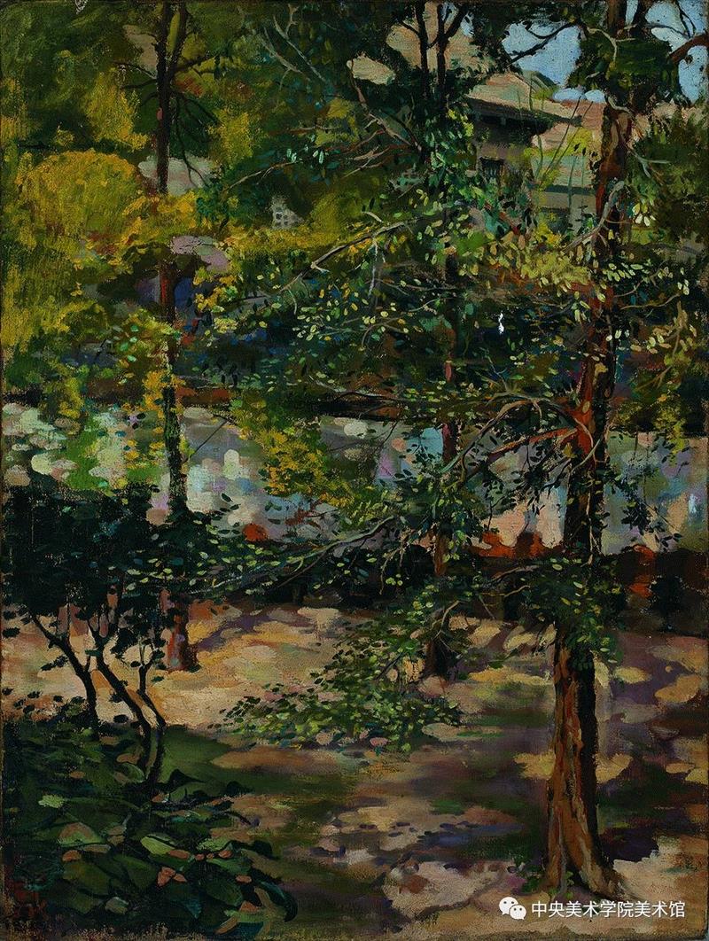 戴泽《夏日树荫》布面油画 1946,“中央美术学院百年校庆特展：耕耘者——戴泽油画艺术展”即将启幕 | CAFAM展览预告,戴泽,油画,中央美术学院,校庆,耕耘者,艺术展,CAFAM,预告,徐悲鸿,中央美术学院美术馆