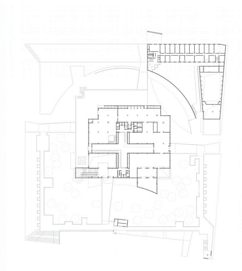 二层平面图,商丘博物馆 / 李兴钢建筑工作室,建筑,商丘博物馆,李兴钢,工作室,博物馆,景观,石材,商丘,古城,上下