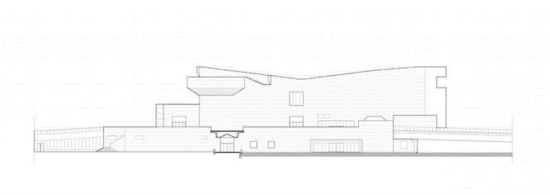 西立面图,商丘博物馆 / 李兴钢建筑工作室,建筑,商丘博物馆,李兴钢,工作室,博物馆,景观,石材,商丘,古城,上下