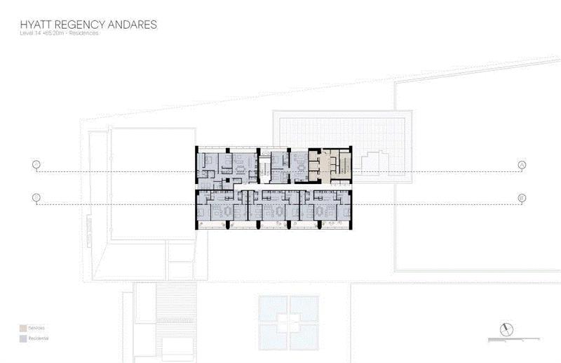 安达尔斯凯悦酒店 / Sordo Madaleno Arquitectos,安达尔斯,凯悦酒店,Gamo,建筑,平面图,公寓,设施,商业,电梯,多功能