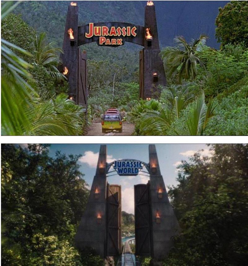 JW 就发生在JP 所在的小岛上，连小岛的形状都保留了JP中的设定。,6月份最期待的电影，终于来了！,电影,恐龙,侏罗纪公园,博士,侏罗纪世界,哈蒙德,电脑,公园,特效,模型