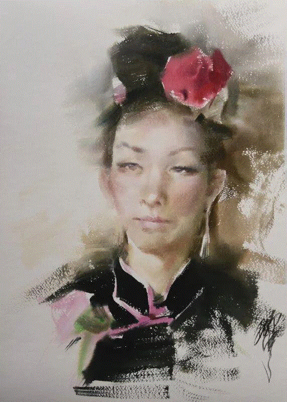   ▲《苗家女》柳毅 51×36cm 水彩 2014,凤凰水彩高研班 （导师：周刚、赵云龙、柳毅、陆庆龙）——柳毅老师班,水彩,柳毅,凤凰,周刚,赵云龙,陆庆龙,材料,学员,水彩画,电话