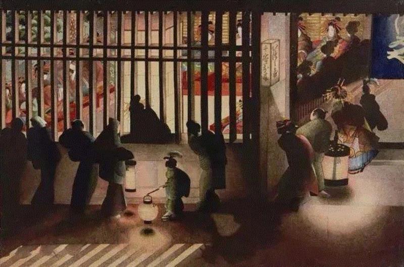 吉原格子里之图,艺术 ▎被离婚、逛妓院，浮世绘大师葛饰北斋的女儿才是真的猛！,葛饰北斋,浮世绘,女儿,妓院,葛饰,父亲,丈夫,美人,绘画,北斋