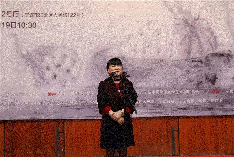 本次展览作者吴洪晖致感谢辞,宁波籍艺术家吴洪晖在甬首展开幕 | 附开幕式现场视频,吴洪晖,宁波,甬首展,开幕式,视频,副主席,宁波美术馆,杭州画院,吴永良,浙江省