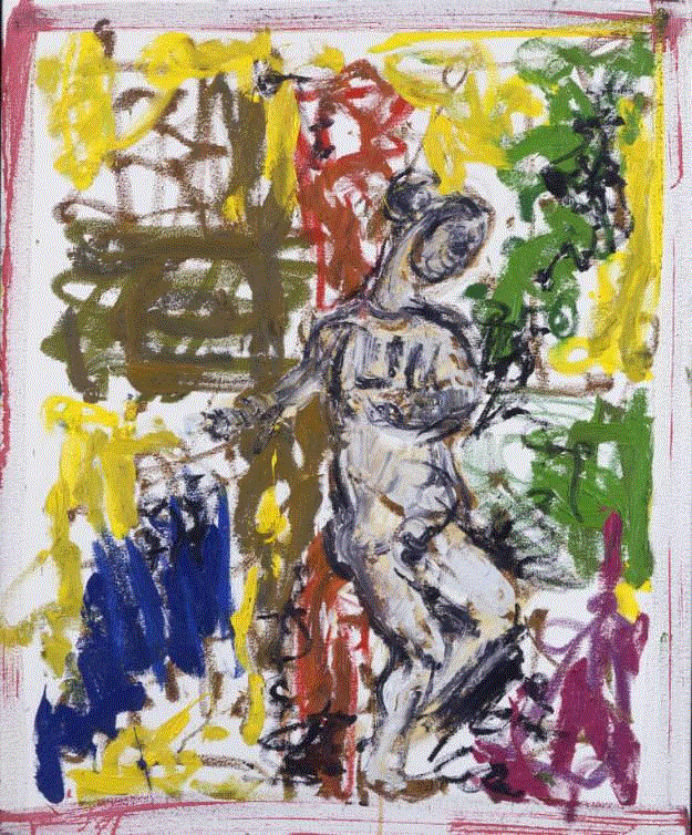 《仿马雷斯——耍颜色的女》布面油画2002,德国新表现主义介绍,新表现主义,政治,绘画,彭克,表现主义,波尔克,马库斯,吕佩尔兹,西德,战后