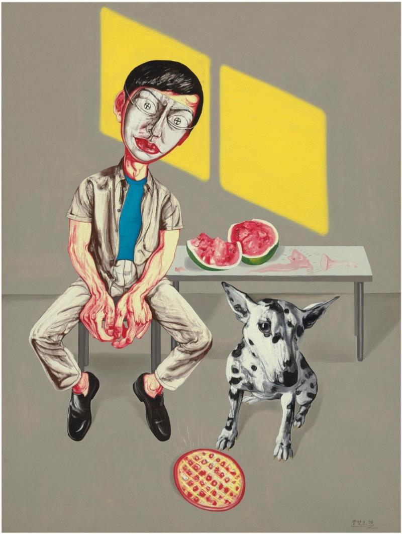 曾梵志 (中国，1964年生),中国当代艺术1分钟：中坚力量的回归,中坚,佳士得,香港,油彩,曾梵志,张晓刚,周春芽,石头,刘野,艺术史