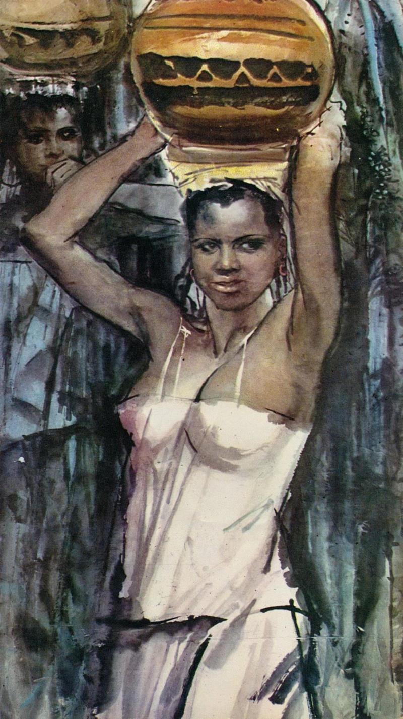 ▲石虎《少女1》,黑色的眼睛｜再读石虎《非洲写生》画册,石虎,非洲,画册,黑色,石呈虎,笔墨,少女,记忆,当年,思潮