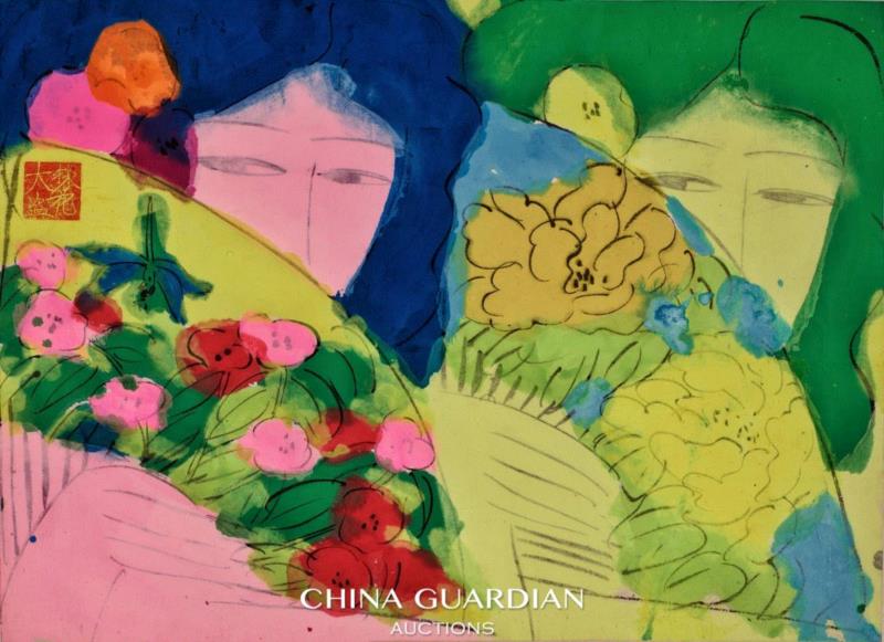 【嘉德春拍】现代艺术专题：丁雄泉,丁雄泉,嘉德,人物,纸本,丙烯,蓝天,少女,下方,思潮,艺坛