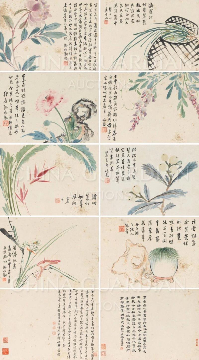 【嘉德春拍】清风明月居所藏西泠八家画作（下）,嘉德,西泠八家,居所,陈鸿寿,钱松,赵之琛,花卉,高邕,金石,浙江