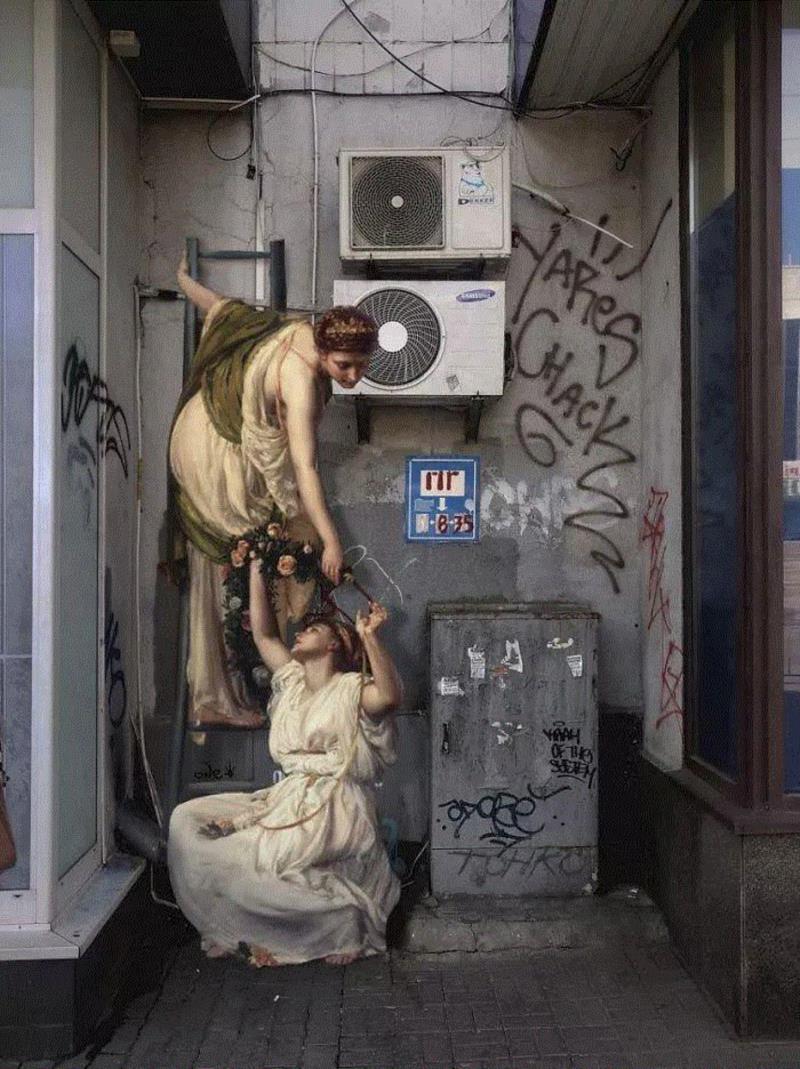 创意丨当古典油画里的人物穿越到现代,人物,油画,天使,上方,右上,美学观,差别,情景剧,乌克兰,Alexey
