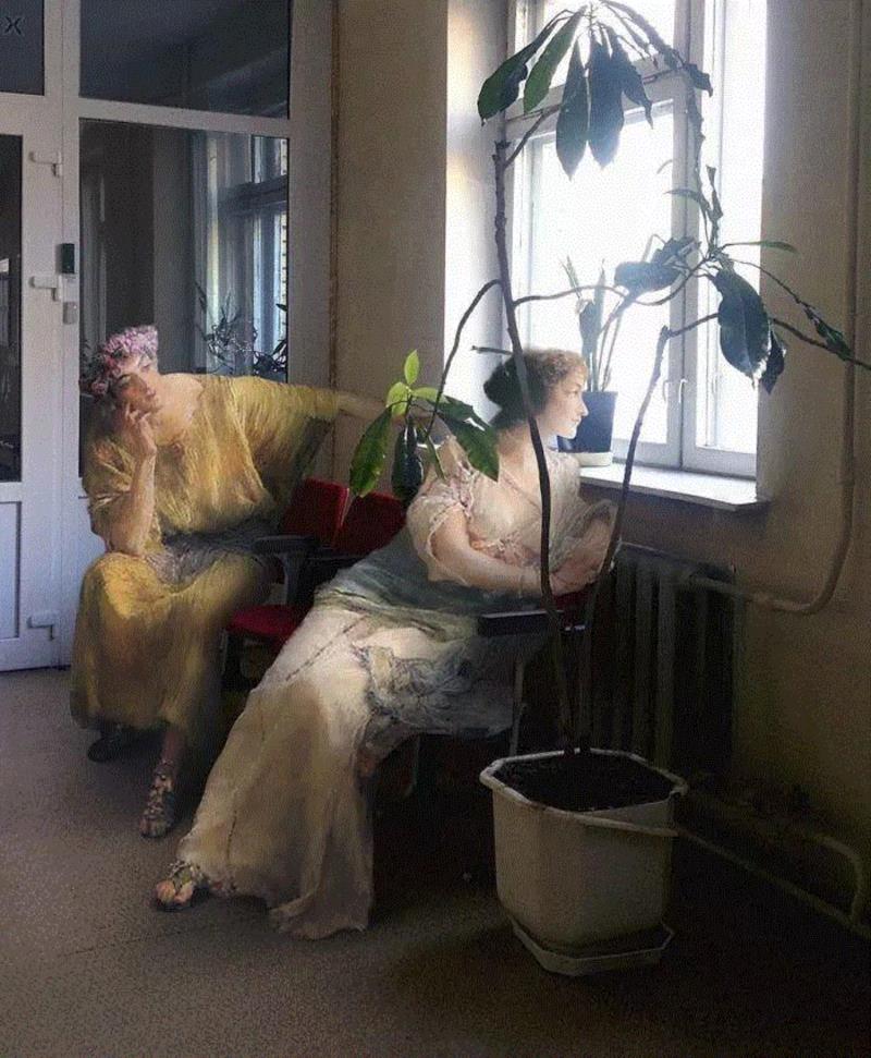 创意丨当古典油画里的人物穿越到现代,人物,油画,天使,上方,右上,美学观,差别,情景剧,乌克兰,Alexey
