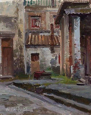 chicken-alley-8x10,绘画丨美国画家笔下的中国风景油画,绘画,油画,Osborne,上方,右上,广东,开平,Paquet,纽约视觉艺术学院,后师