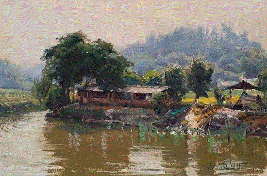 chickens-geese-ducks-pigs-8x12,绘画丨美国画家笔下的中国风景油画,绘画,油画,Osborne,上方,右上,广东,开平,Paquet,纽约视觉艺术学院,后师