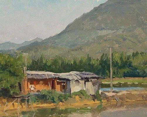 eel-seller-8x10,绘画丨美国画家笔下的中国风景油画,绘画,油画,Osborne,上方,右上,广东,开平,Paquet,纽约视觉艺术学院,后师