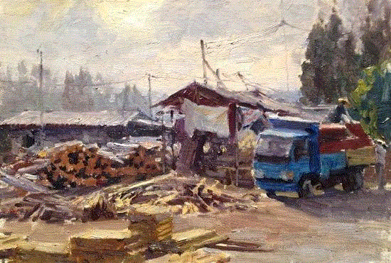 lumberyard,绘画丨美国画家笔下的中国风景油画,绘画,油画,Osborne,上方,右上,广东,开平,Paquet,纽约视觉艺术学院,后师