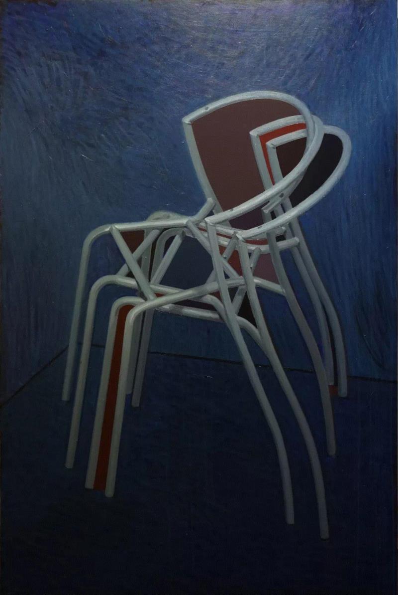 色块椅子（二），布面丙烯，150×110cm，2016,【艺术家】黄周妥：半生熟的绘画,黄周妥,绘画,半生,丙烯,色块,花篮,板面,什么样,景观,静物