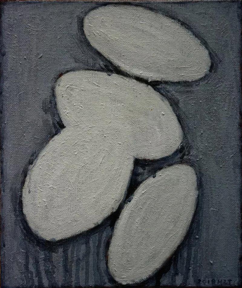 内部白·壳（一），布面丙烯，30×24cm，2018,【艺术家】黄周妥：半生熟的绘画,黄周妥,绘画,半生,丙烯,色块,花篮,板面,什么样,景观,静物