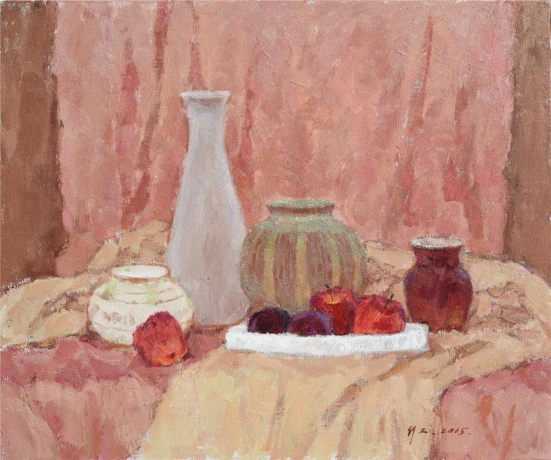  《暖色调的静物之二》 60.5×72.5cm 布面油画 2