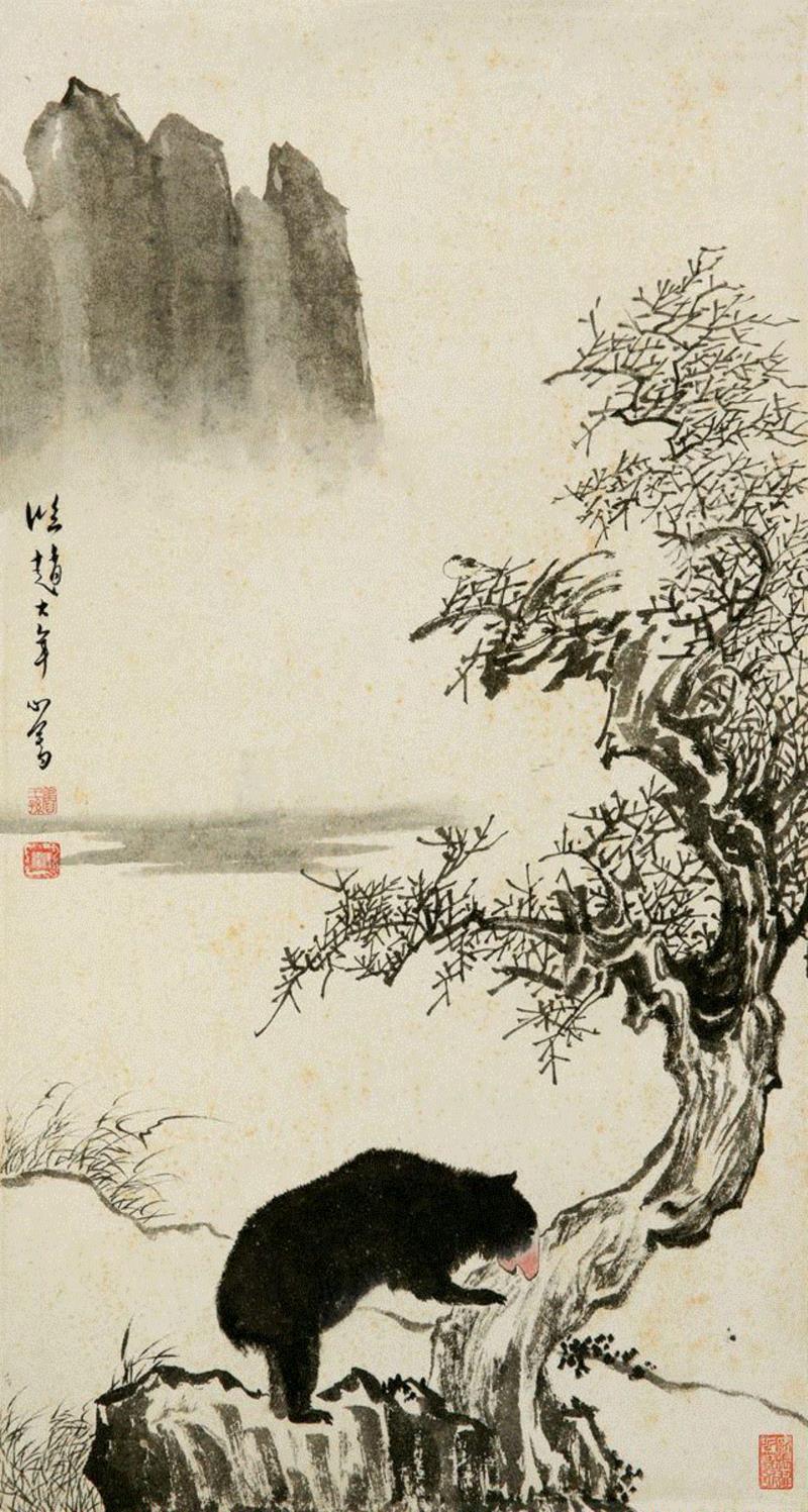 溥儒(1896-1963) 熊趣图,人物 ▎溥心畲，你太顽皮了！,溥心畲,人物,溥儒,济公,小鬼,进士,宝贝,螃蟹,兄弟,钟馗