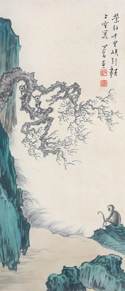 溥儒  猿戏图,人物 ▎溥心畲，你太顽皮了！,溥心畲,人物,溥儒,济公,小鬼,进士,宝贝,螃蟹,兄弟,钟馗