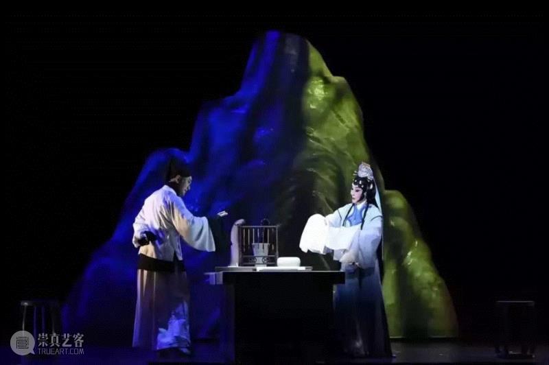 ▲国光剧团《十八罗汉图》“彩霞之约”片段,诗意“京昆”上演复仇推理剧，古画传奇引人入胜,古画,京昆,十八罗汉,宇青,赫飞鹏,国光剧团,彩霞,真假,真迹,埃科