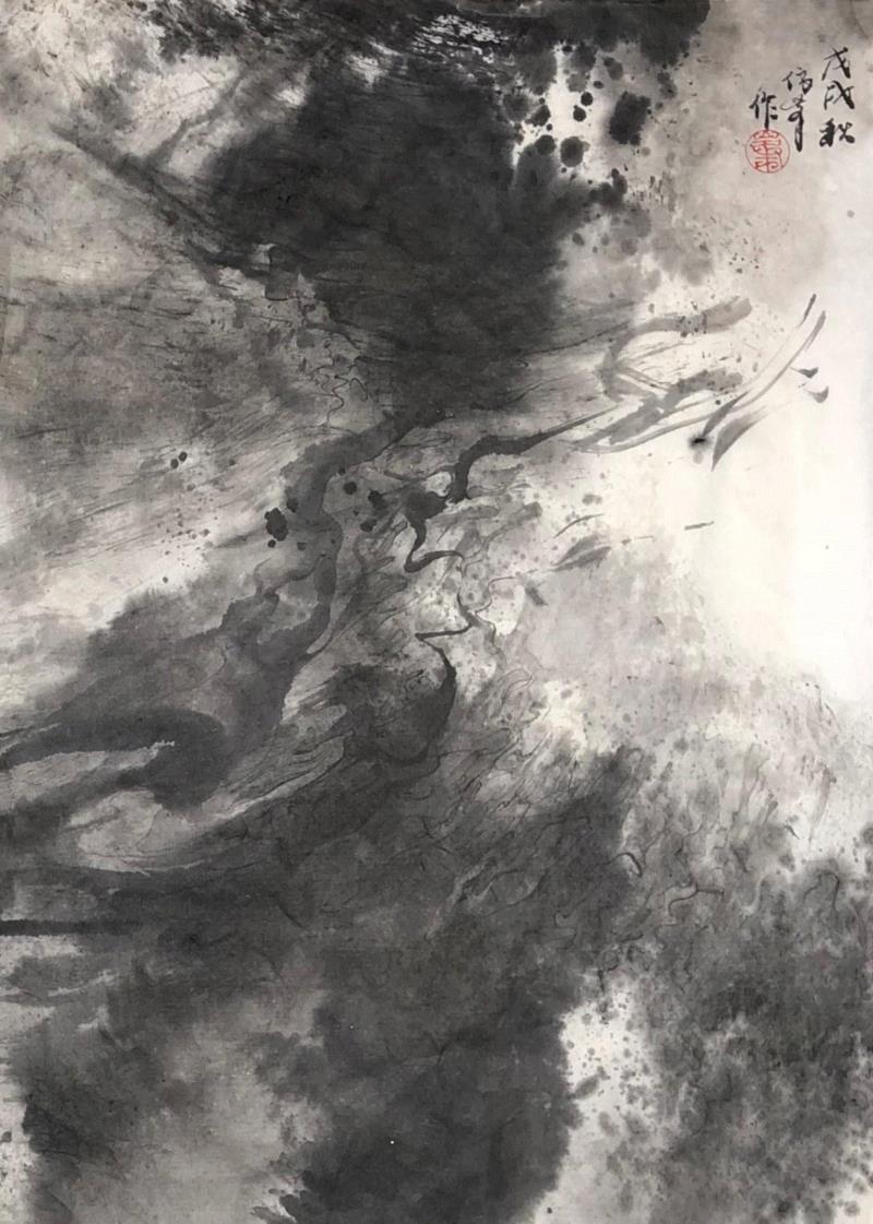 《飓风》水墨画  纸本水墨  45x33cm  2018,馆外展讯|清风雅韵——海上名家绘画·瓷艺八人展,馆外,展讯,人展,瓷艺,清风雅韵,名家,水墨,水墨画,材料,纸本