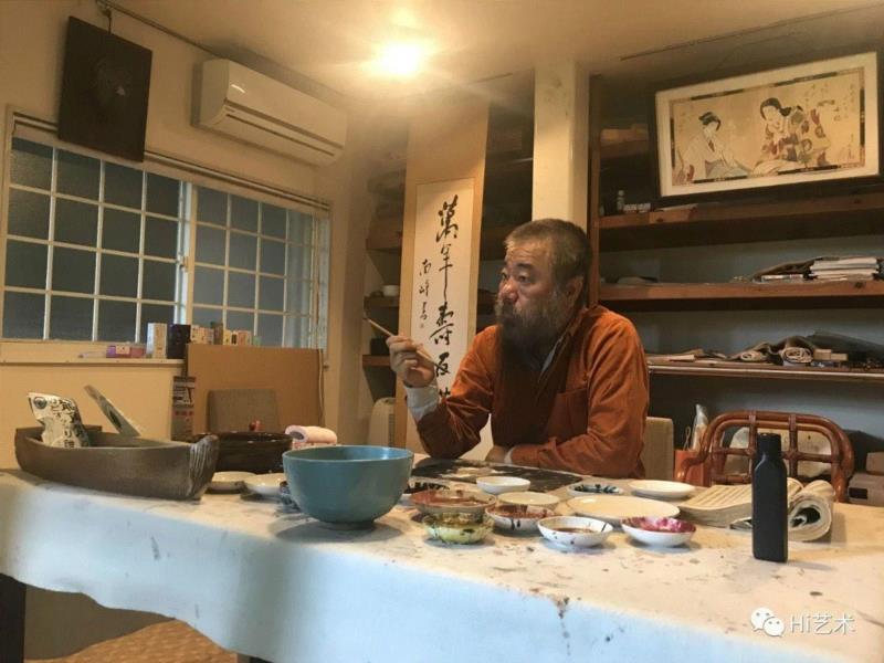 李津在日本创作中,hiart space | 来深圳，再享“盛宴”,space,盛宴,深圳,李津,美食,日本,水墨,纸本,海鲜,四条屏