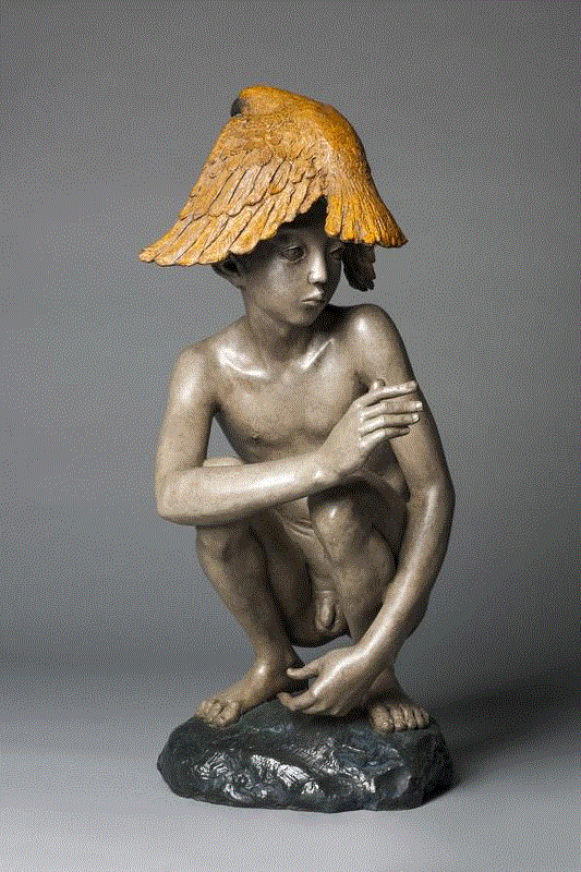 颜石林 飞鸟与少年 2014 铸铜化学着色 67×37×43cm,今夜突然下起小雪 | 开幕现场,今夜,小雪,案例,油画,负责人,玉兰堂,伍劲,总裁,董事,孙莹