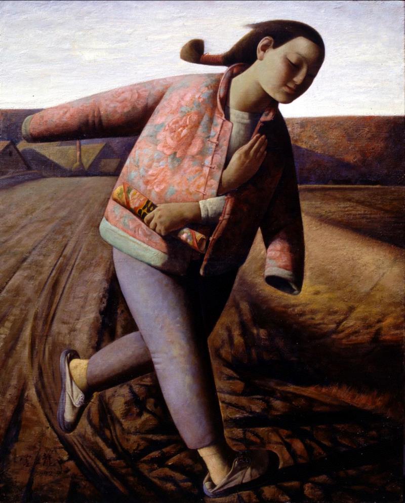 春秀 Chun Xiu,布面油画 oil on canvas,100x80cm,1992,评论 | 宫立龙的绘画实践及其历史情境,宫立龙,绘画,情境,人物,油画,肖像,鲁美,东北,批评家,身上
