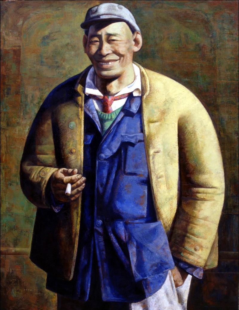 村长 Village Head,布面油画 oil on canvas,130x100cm,1994,评论 | 宫立龙的绘画实践及其历史情境,宫立龙,绘画,情境,人物,油画,肖像,鲁美,东北,批评家,身上