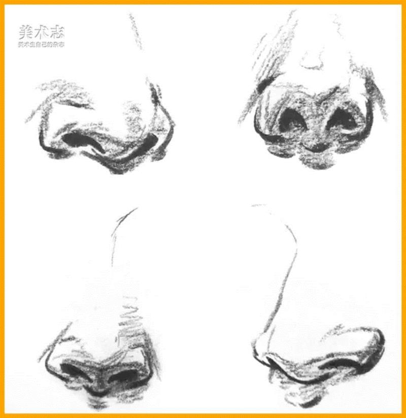 速写中的【鼻子与嘴】，要从结构理解！,鼻孔,软骨,鼻翼,嘴唇,上唇,嘴角,中间,形体,要点,画法