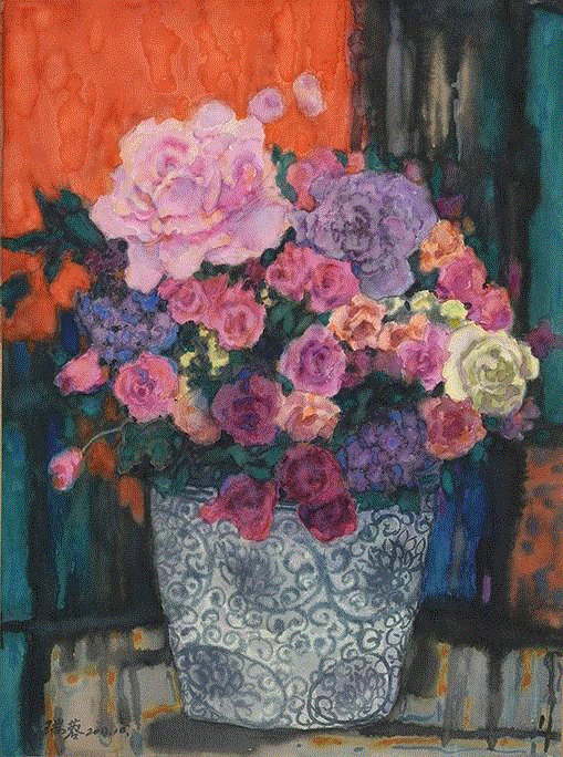 花系列三 79×56cm 水彩 2017,【现场】《瑞容沉春》-蔡瑞蓉绘画作品展已于4月12日在三尚当代艺术馆开幕,蔡瑞蓉,艺术馆,三尚,绘画,瑞容沉春,水彩,教授,副主任,中国美术学院,副主席