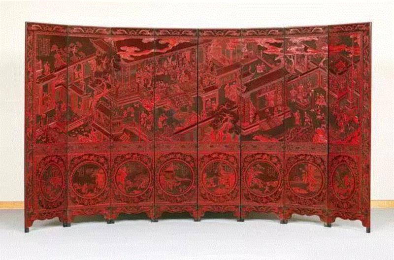 清乾隆 卢葵生款剔红郭子仪贺寿图屏风 展开高213.7厘米 长375.9厘米,工艺丨大都会博物馆珍藏中国漆器,件件精品!,漆器,大都会博物馆,工艺,直径,漆盘,乾隆,中期,漆盒,剔彩,晚期