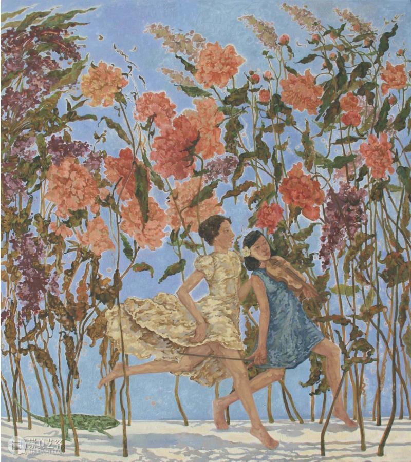 ▲踏歌行-春风 布面油画190×180cm 2014年,李蕾作品：心有自己的逻辑，而理智对此一无所知,李蕾,理智,日记体,预言,背后,纸本,天堂,鲜花,绘画,第三只眼