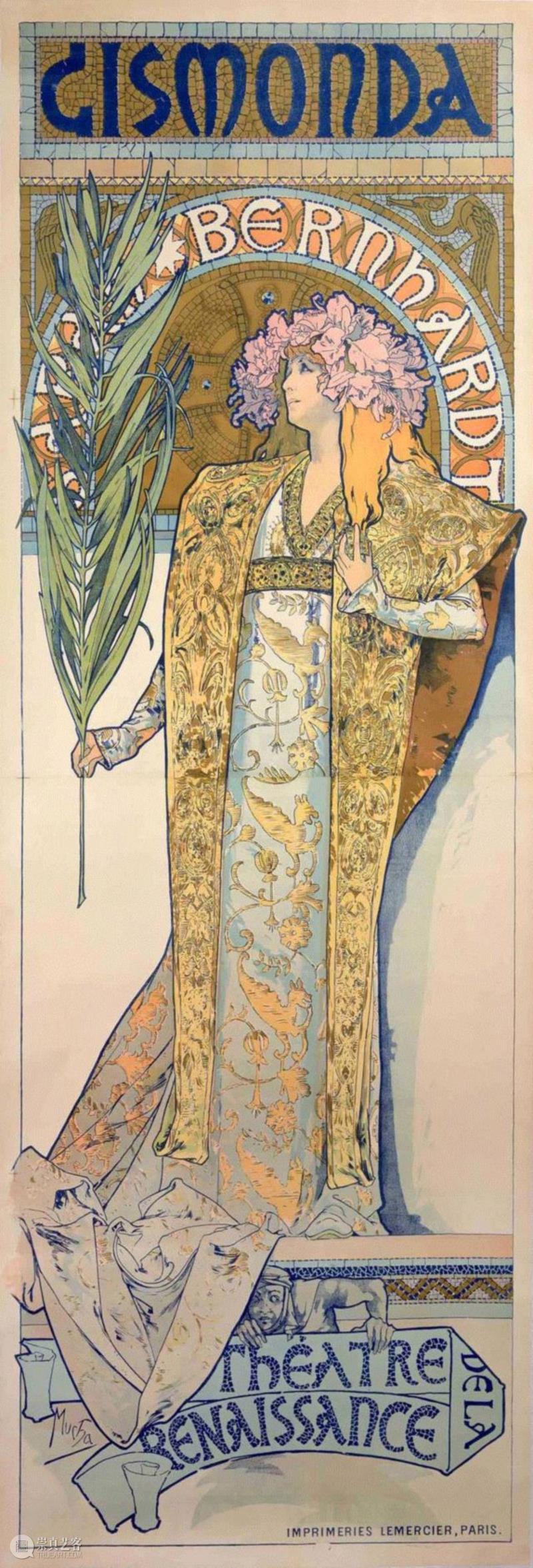 《吉丝梦坦》海报 1894 彩色石板画,慕夏，除了美还有什么？,吉斯梦坦,明珠美术馆,慕夏基金会,慕夏,莎拉·伯恩哈特,海报,插画,装饰艺术,乔一