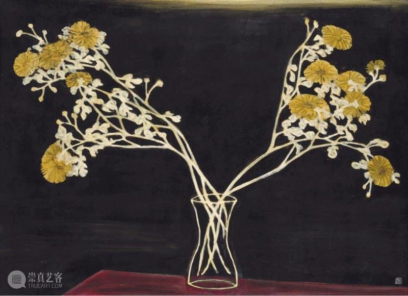 Sanyu, Chrysanthèmes dans un vase en verre (C