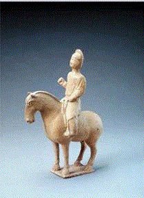 隋黄釉骑马男俑，现藏于首都博物馆,古人的身后事：陶瓷明器简史,明器,古人,身后,陶瓷,模型,随葬品,制度,河南博物院,陶器,礼器
