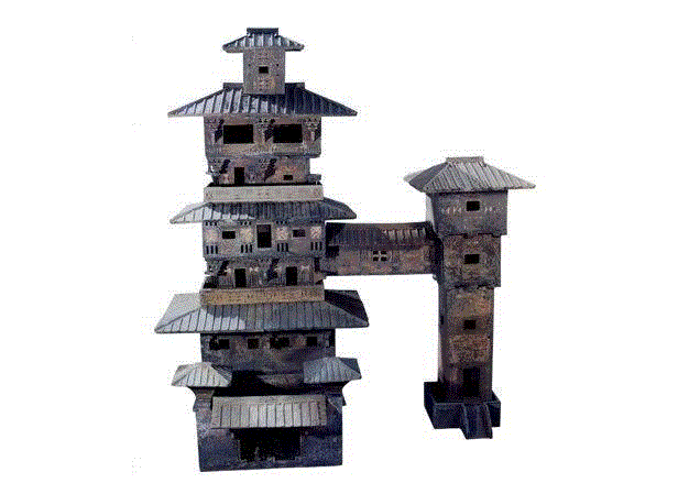 东汉七层彩绘连阁陶仓楼，1993年河南焦作白庄6号汉墓出土，现藏于河南博物院,古人的身后事：陶瓷明器简史,明器,古人,身后,陶瓷,模型,随葬品,制度,河南博物院,陶器,礼器