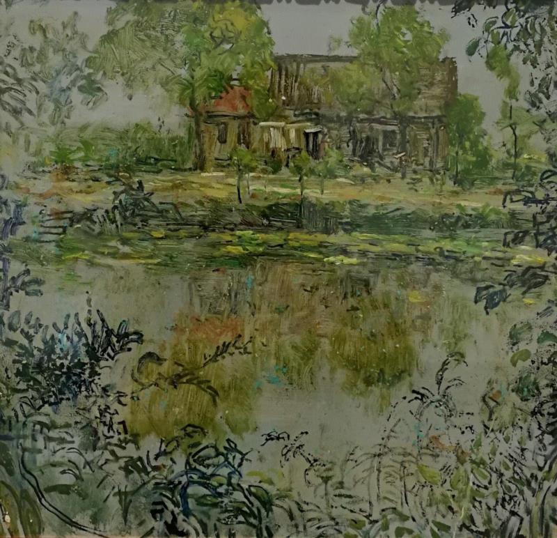 任薇音《风景》油画 57x58cm 年代不详 私人收藏,【展讯】“意象江南：庆祝新中国成立七十周年艺术大展”在刘海粟美术馆开幕,展讯,刘海粟美术馆,江南,意象,油画,教授,苏州美术馆,开幕式,鸿美术馆,江苏