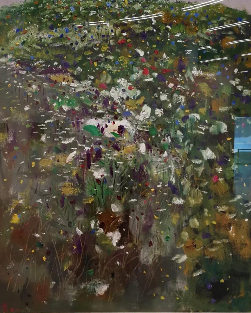 吴冠中《彩面朝天》油画 88x80cm 私人收藏 ,【展讯】“意象江南：庆祝新中国成立七十周年艺术大展”在刘海粟美术馆开幕,展讯,刘海粟美术馆,江南,意象,油画,教授,苏州美术馆,开幕式,鸿美术馆,江苏