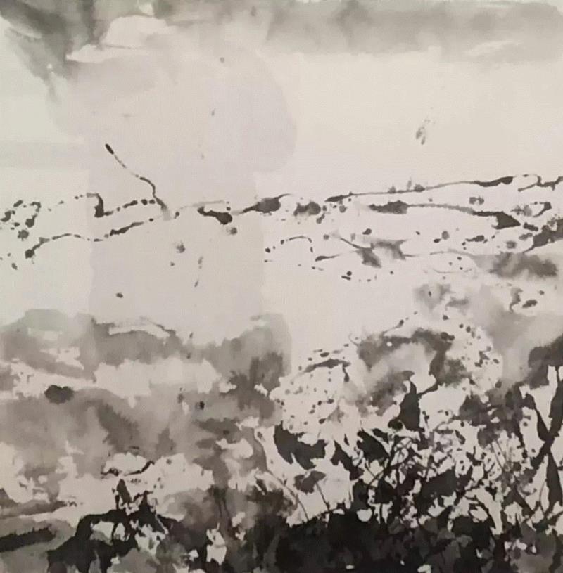 赵无极《无题》（水墨） 68x66cm 私人收藏 ,【展讯】“意象江南：庆祝新中国成立七十周年艺术大展”在刘海粟美术馆开幕,展讯,刘海粟美术馆,江南,意象,油画,教授,苏州美术馆,开幕式,鸿美术馆,江苏