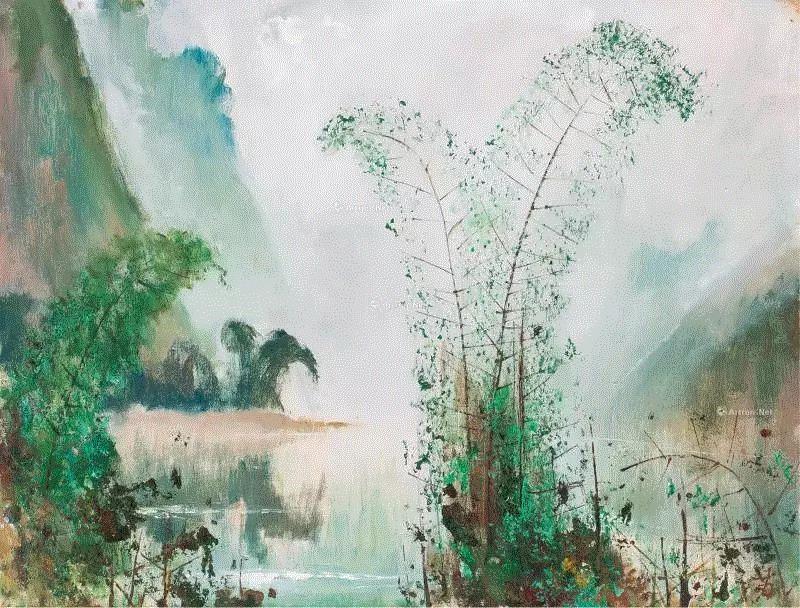 苏天赐《漓江春色》 62x80.5cm 1994 油彩 画布 鸿美术馆藏（首次展出）,【展讯】“意象江南：庆祝新中国成立七十周年艺术大展”在刘海粟美术馆开幕,展讯,刘海粟美术馆,江南,意象,油画,教授,苏州美术馆,开幕式,鸿美术馆,江苏